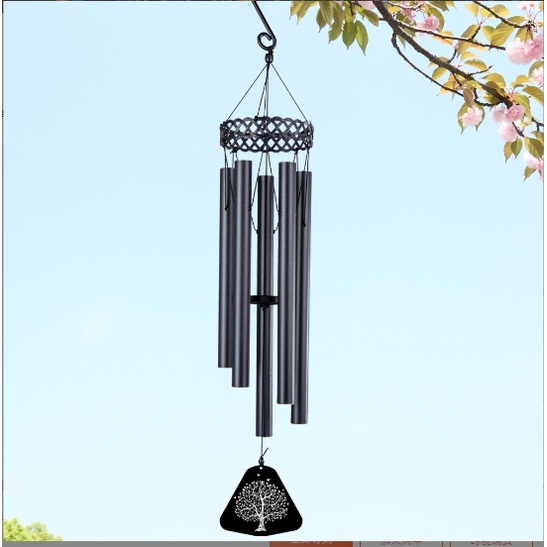Fungling Melody Wind Chime besar Genta Angin 6 Batang Black merdu