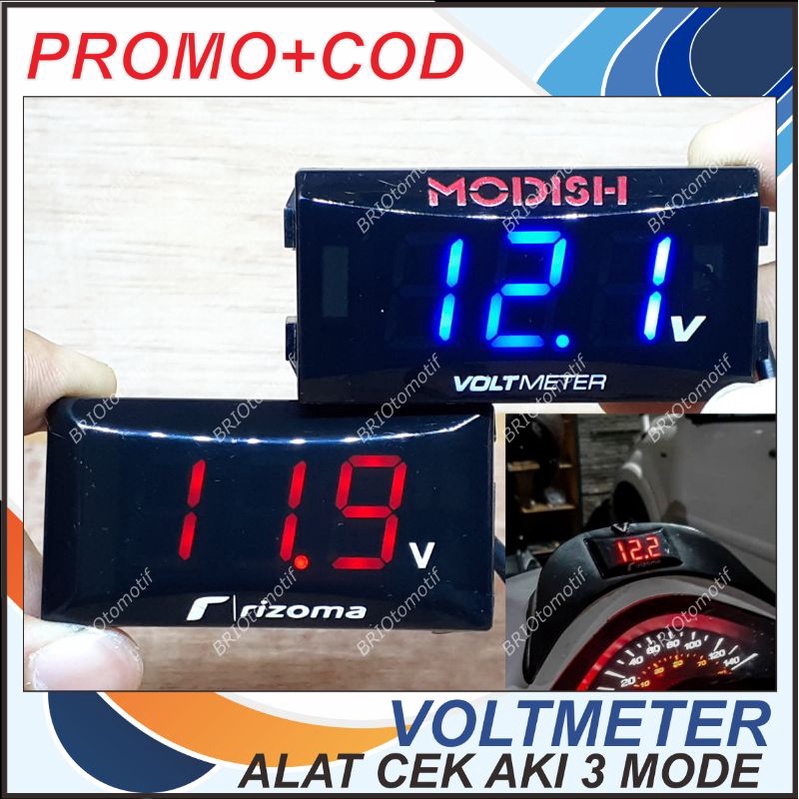 VOLTMETER MODISH DIGITAL WATERPROOF MULTIFUNGSI 12V DC: PENGUKUR SUPLAY ARUS ADAPTOR PENGUKUR TEGANG