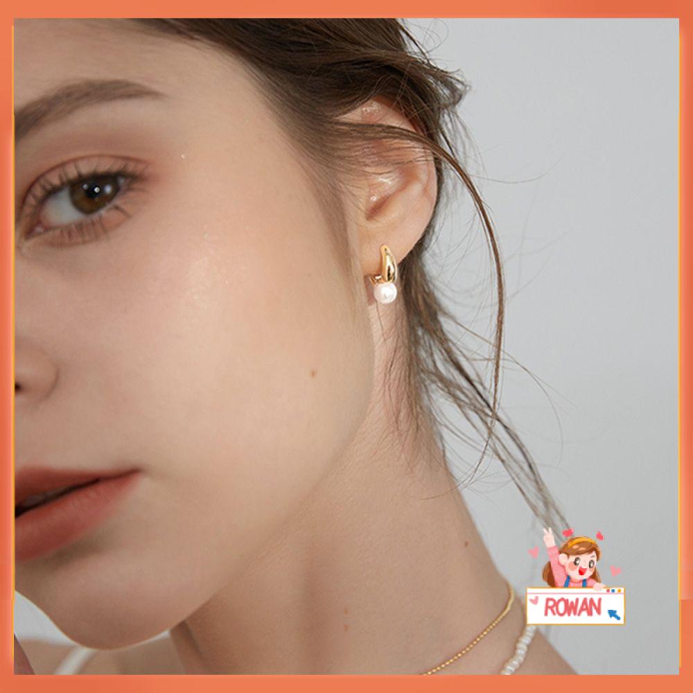 R-flower Hoop Earrings Wanita Kecil Lucu Fashion Mutiara Giwang