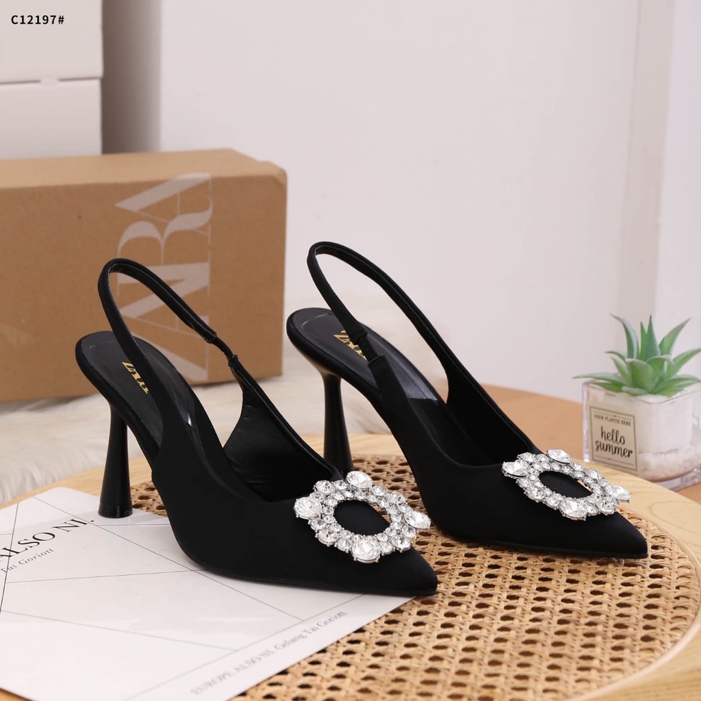 ZR Embellished Heeled Slingback Diamond Heels Shoes C12197