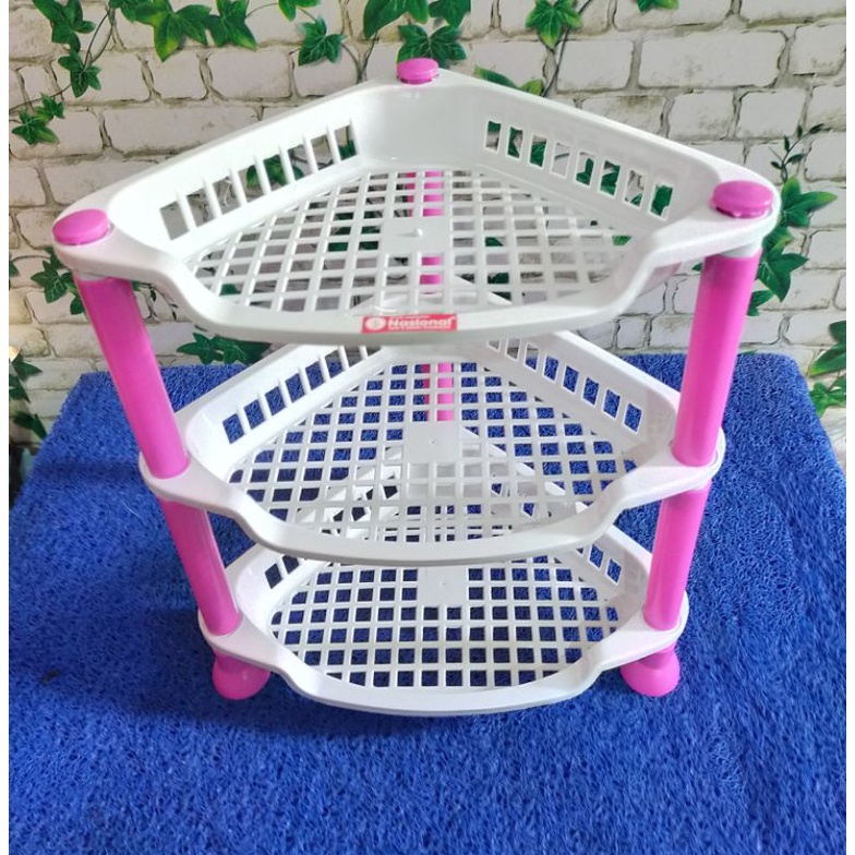 BESTPROMO RAK PLASTIK 3 SUSUN SUDUT PUTIH / RAK KOSMETIK / RAK DAPUR / RAK SUSUN SERBAGUNA / RAK