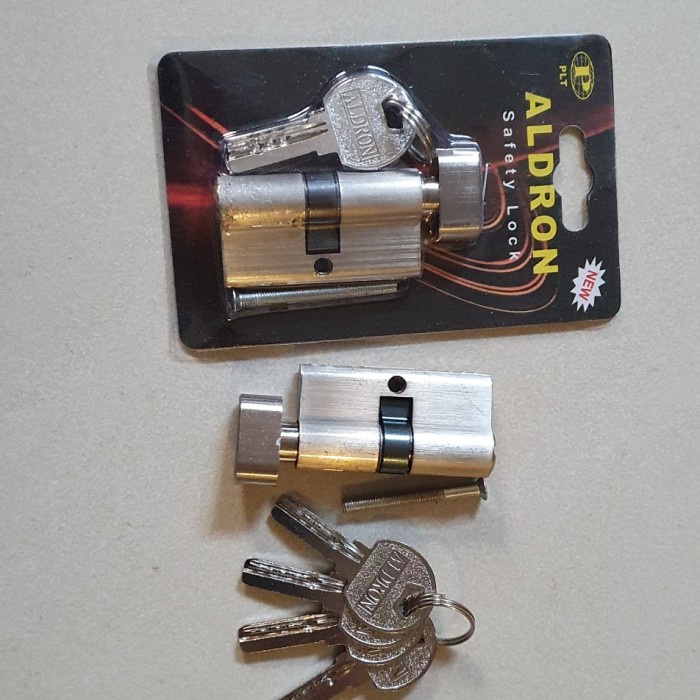 Gagang Silinder Kunci Pintu Knop Putar Aldron Babet Kuningan 4 Anak Kunci
