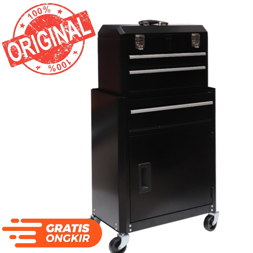 Tactix Troli Kabinet Perkakas 2 In 1 - Hitam