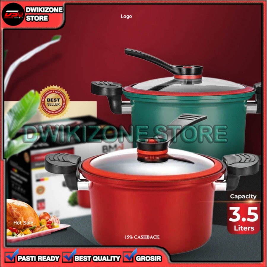 [DZS] PANCI PRESTO VIRAL 3,5L 3.5L TEFLON ANTI LENGKET 3,5 3.5 3 5 L TOTIPOTENT LOW PRESSURE POT