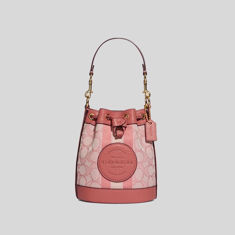 Coach Mini Dempsey Bucket Bag In Signature Jacquard With Stripe And Coach Patch (C8322)