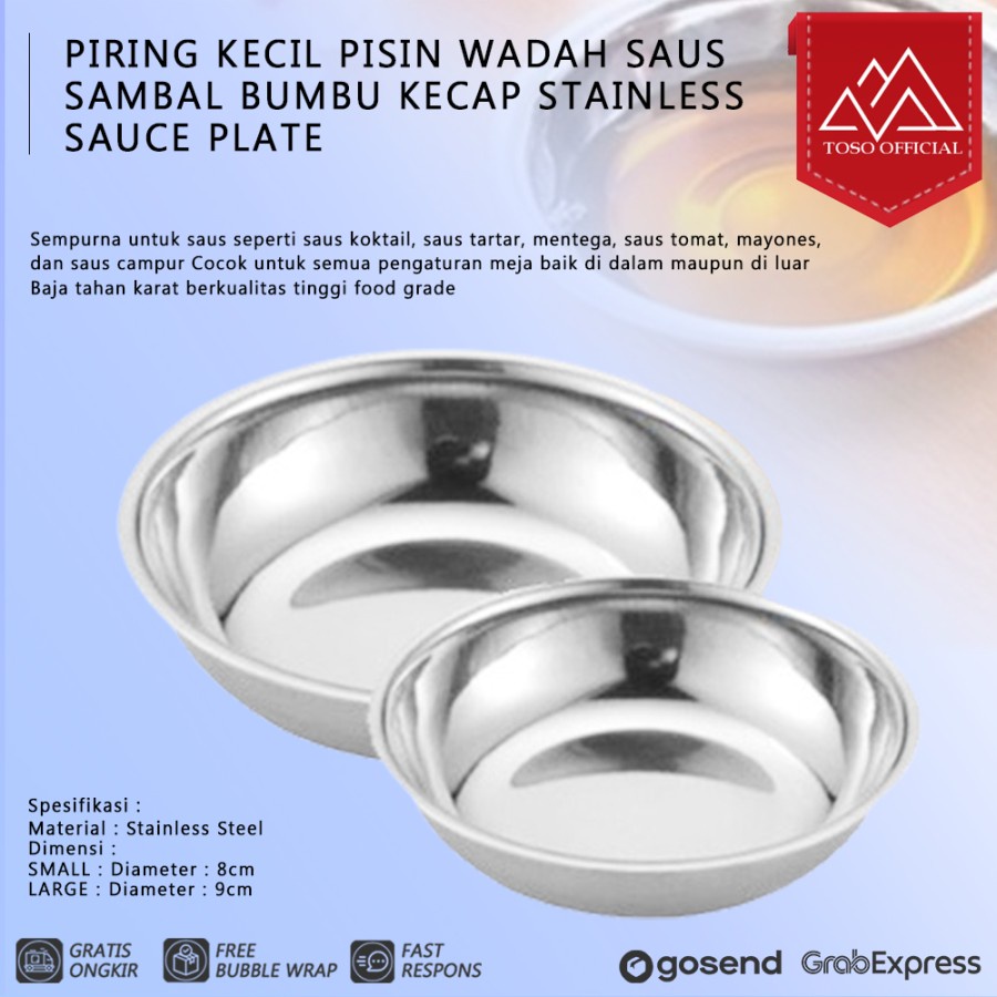 PIRING KECIL PISIN WADAH SAUS SAMBAL BUMBU KECAP STAINLESS SAUCE PLATE