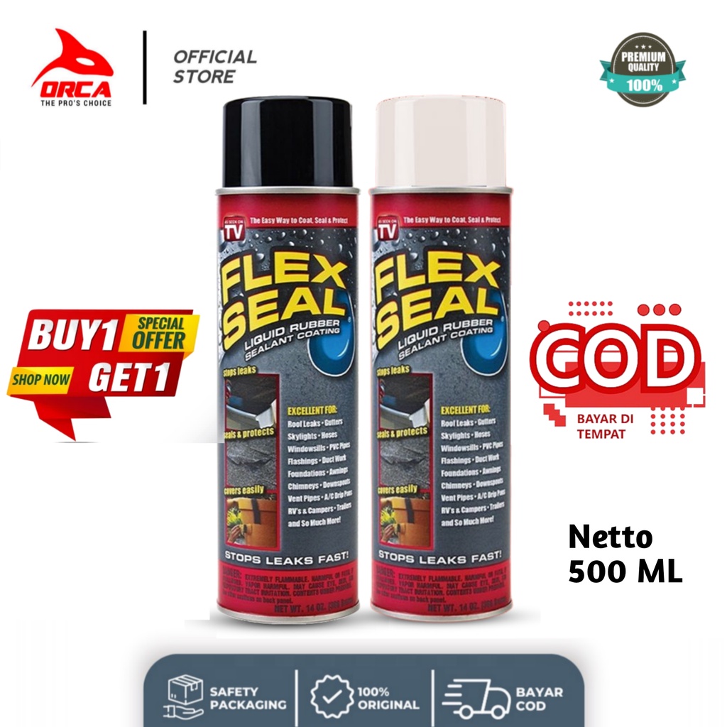 BUY 1 GET 1 FLEX SEAL Spray Anti Bocor Spray Pelapis Atap Anti Bocor Rubber Sealant Spray 500ml penambal retakan