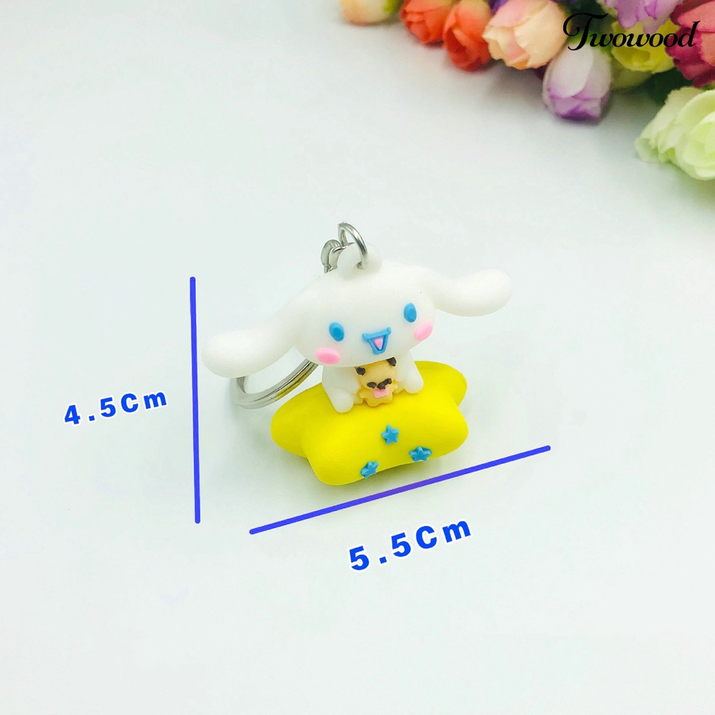 Twowood Rabbit Gantungan Kunci Serbaguna Bentuk Kartun Hewan Tiga Dimensi Realistis Look Hias Hadiah 3D Bunny Key Ring Pendant Wanita Pria Perhiasan Untuk Handbag