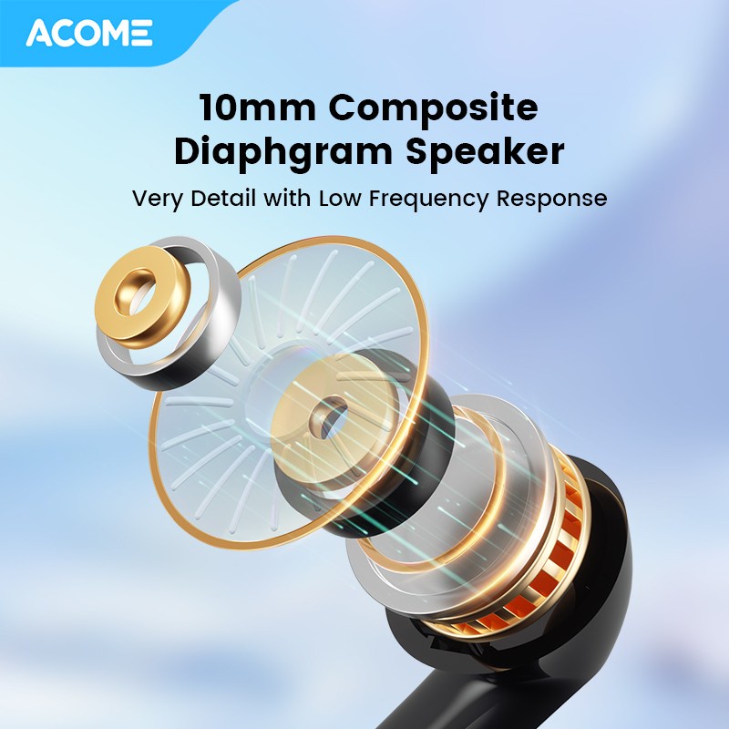 Acome Headset Earphone Bluetooth 5.3 ENC LED Display Garansi Q2