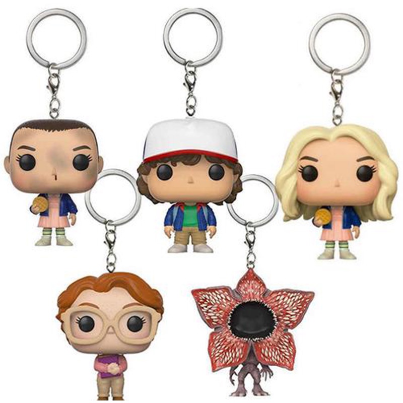 Stranger Things Gantungan Kunci Action Figure Toys Sebelas Dengan Eggos Demogorgon Model Vinyl Boneka Keyring Hadiah Ulang Tahun Anak