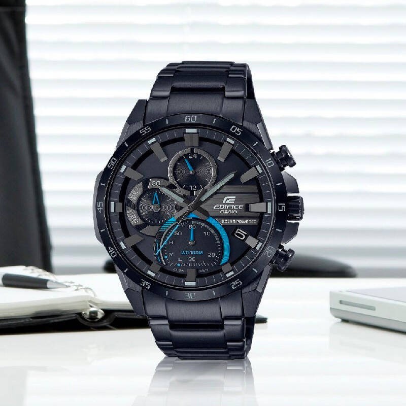 JAM TANGAN PRIA Casio EDIFICE EQS-940DC-1BVUDF Analog Solar Black