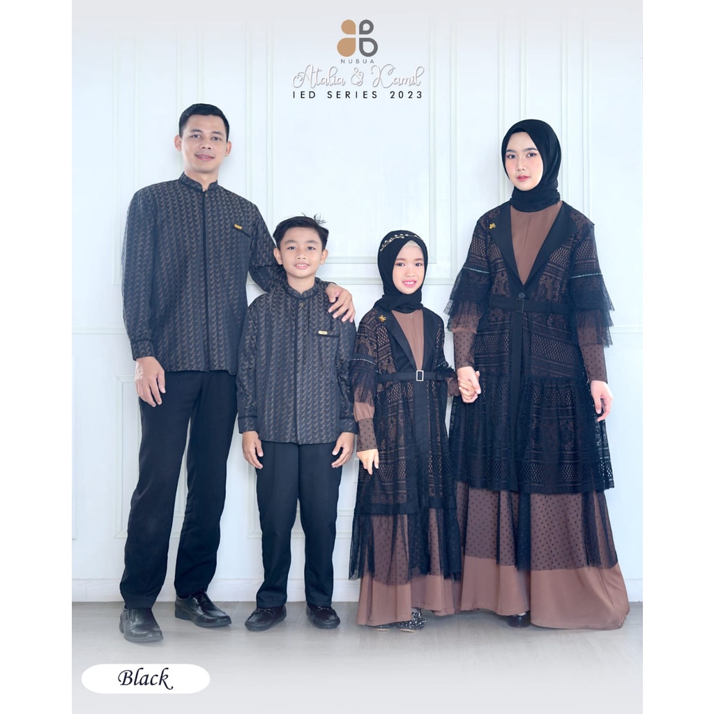 Sarimbit Keluarga Nubua Atalia & Kamil Black - Baju Couple Gamis Koko