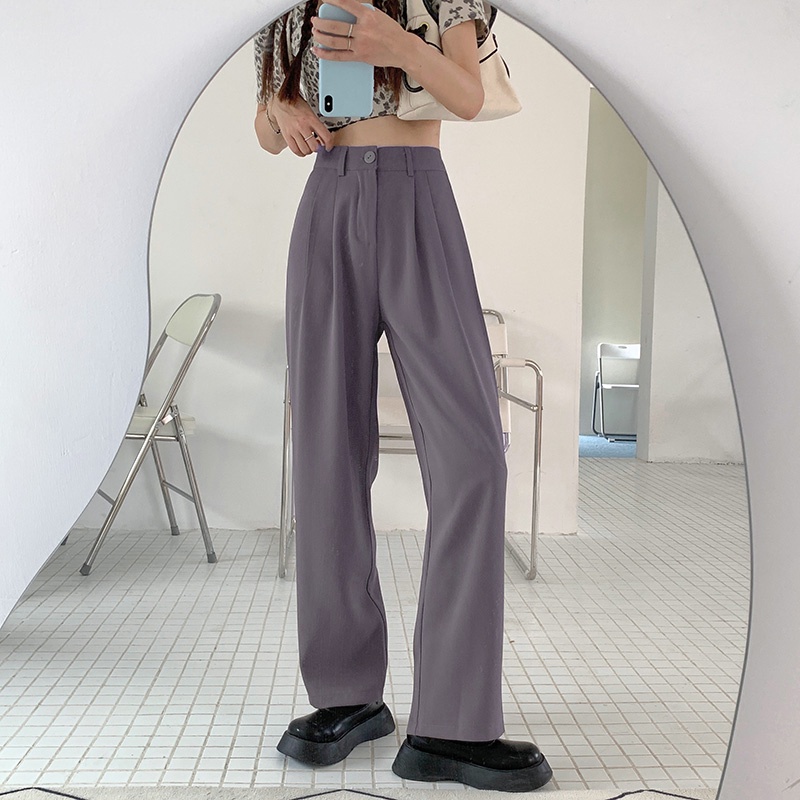 Korean Style celana kulot wanita highwaist straight retro import casual celana pants