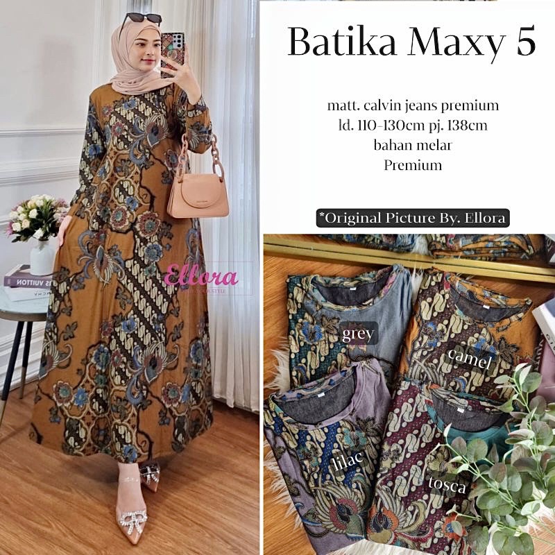 Batika Maxy 5- Gamis Calvin Jeans Terbaru LD100 &amp; LD110 / 022-7143 / 023-6905