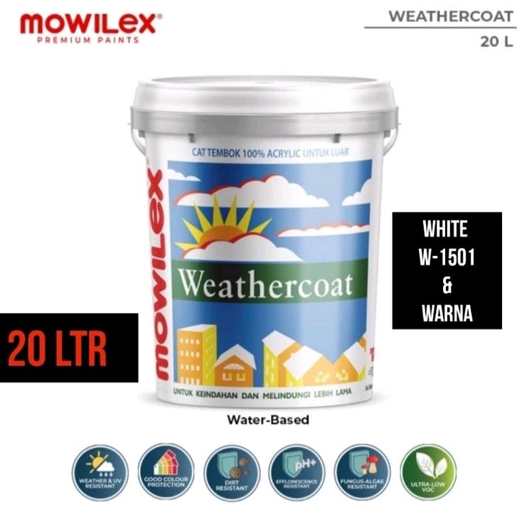 Mowilex Weathercoat White W-1501 Putih Mowilex Weathercoat 20L Warna Standard