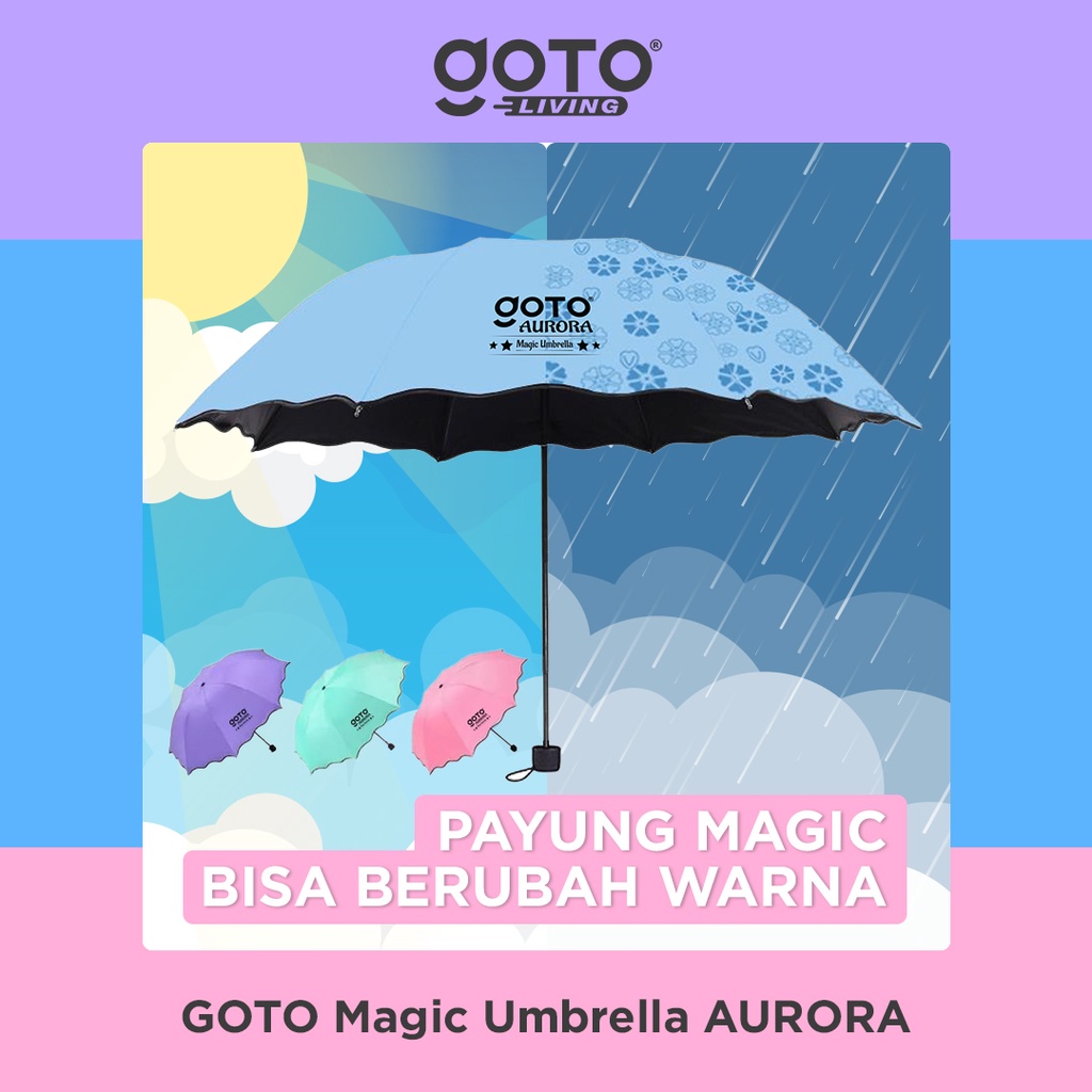 Goto Aurora Payung Lipat Magic Umbrella Motif 3D Lucu Unik Anti UV