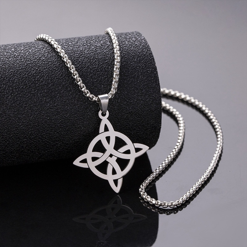 Perhiasan Eropa Dan Amerika Stainless Steel Viking Rune Irish Konsentrik Simpul Kalung Berongga Dipoles Liontin Kalung