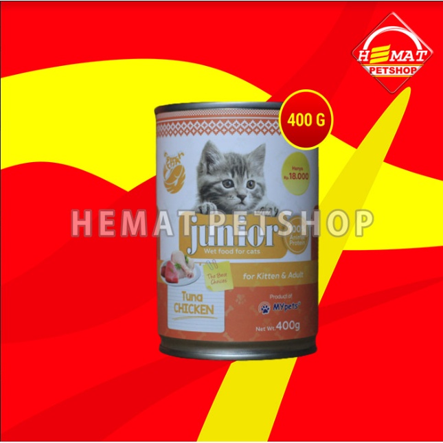 Makanan Kucing Basah Junior Wet Food Kaleng 400 Gram Non Whiskas