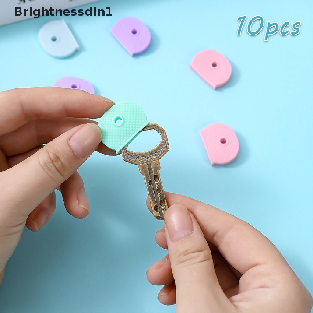 [Brightnessdin1] 10pcs Fashion Multi Warna Hollow Karet Lembut Key Keys Cap Key Covers Topper Keyring Key Case Untuk Mobil Keyring Aksesoris Butik