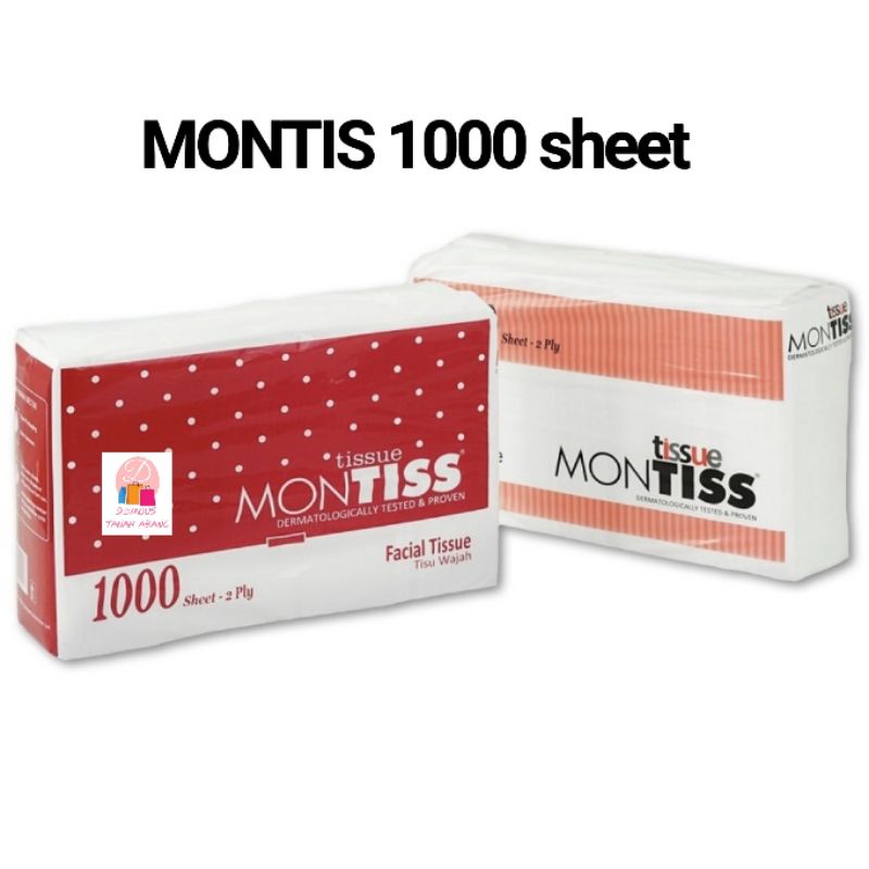 Tisu Tissue MONTISS KILOAN 1000 sheet 2ply Facial Tissue