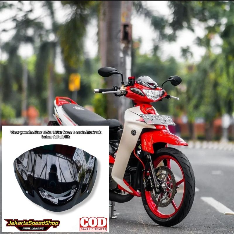 Visor 125z pnp 125zr fizr force1 universal bahan akrilik warna hitam kilap pnp