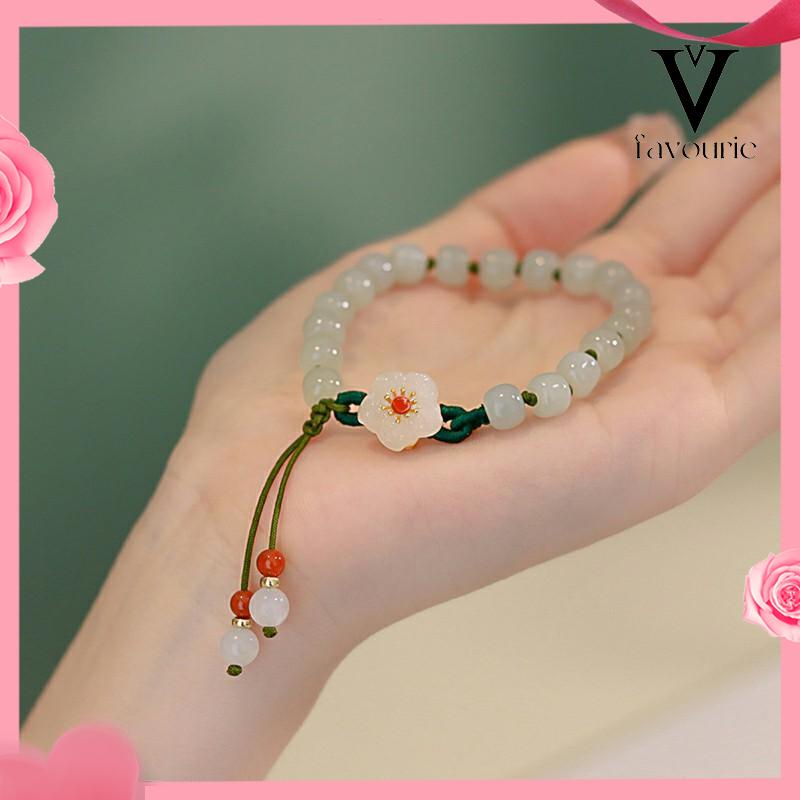 CODJade Bead Gelang Kecil Peach Blossom Woven Perempuan Desain Niche Mahasiswa Pacar Hadiah-FA
