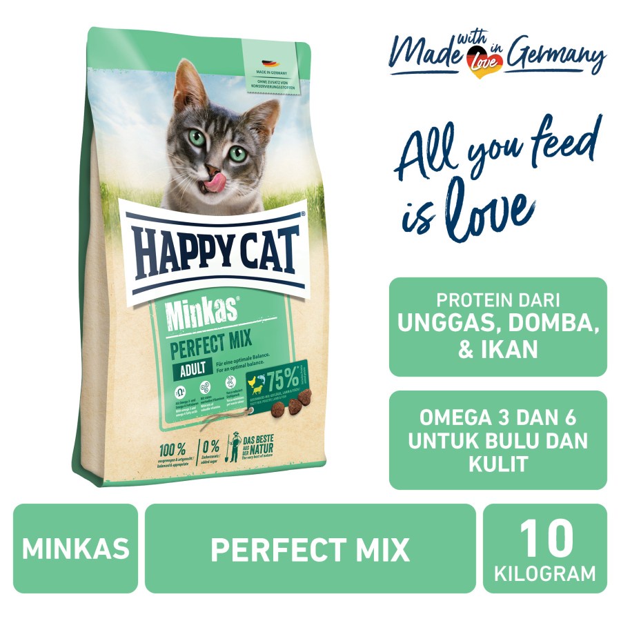 Happy Cat Minkas Perfect Mix Adult Makanan Kering Kucing Dewasa 10kg Happycat