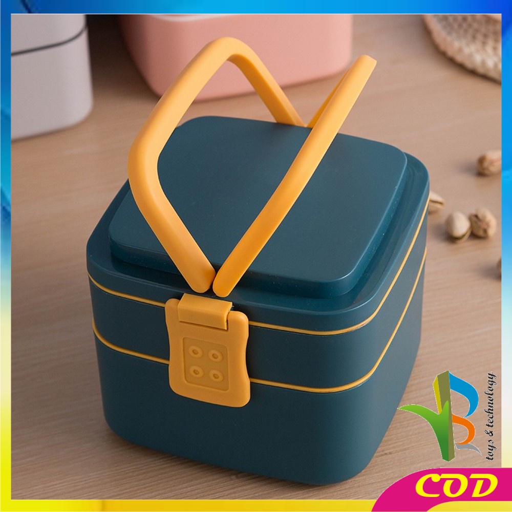 RB-C478 Kotak Makan 2 Tingkat Lunch Box Susun Material Plastik Food Grade Tempat Bekal Makan Double Layer Rantang 2 Tingkat