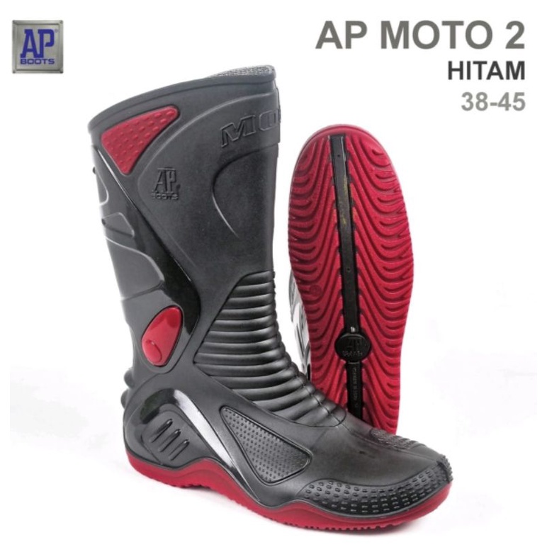 [TY STORAGE] sepatu boot AP moto 2, hitam dan merah