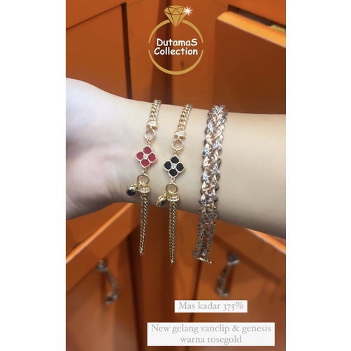 Gelang Tangan Dewasa motif Vancleef Berat 5gram an Emas Asli Kadar 375%