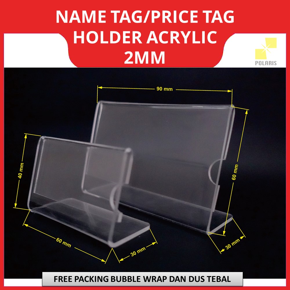PRICE TAG ACRYLIC NAME CARD BUSSINES CARD HOLDER - LABEL HARGA AKRILIK 2 MM TEMPAT KARTU NAMA TAG HOLDER