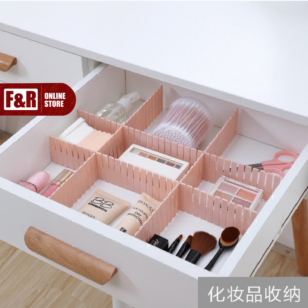 Partisi Pembatas Laci Plastik Isi 4 DIY Drawer Partition Divider