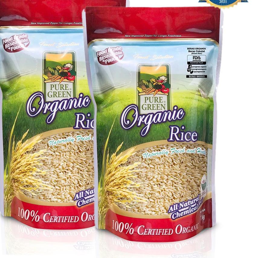 

FREE ONGKIR!Puregreen Organic Rice Beras Organik Beras Coklat (Brown Rice) Paket 2 x 1 kg|RA5
