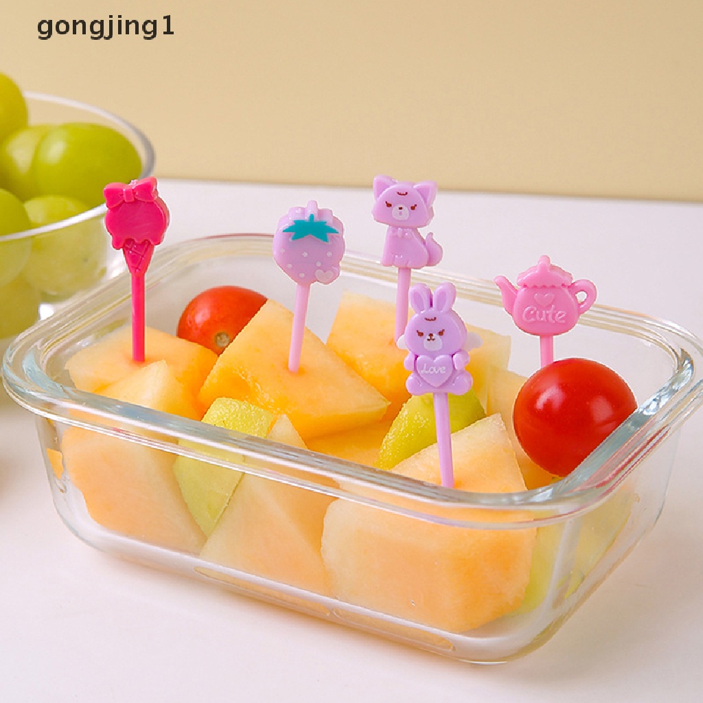 Ggg 10pcMerry Natal Fox Bear Strawberry Garpu Buah Kid CakeToothpick Bento Lunch ID