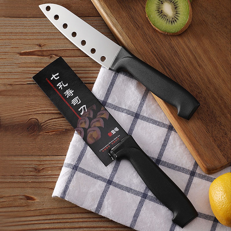 Pisau Paring Gagang Hitam Lubang hole Dapur Buah Sayuran Stainless Steel Paring Knife Fruit Vegetables Kitchen Black Serbaguna