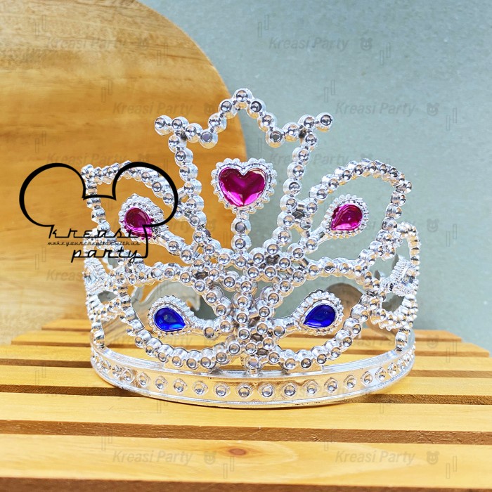 Mahkota Tiara Silver Kecil #2 / Mahkota Pesta / Mahkota Ultah / Crown