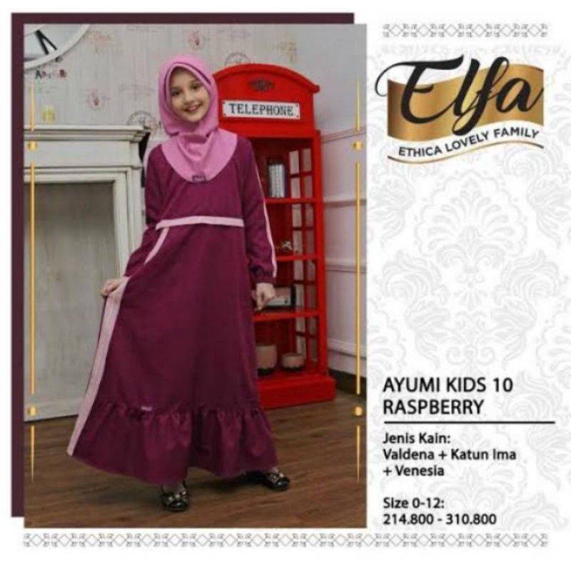 gamis anak ethica ayumi kids 10 rasberry