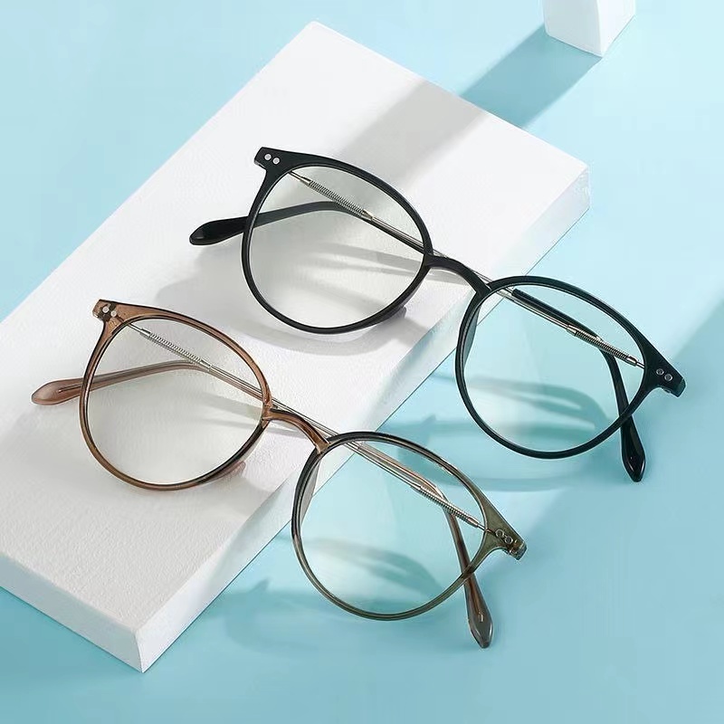 [ BARU ] Kacamata Photocromic Bulat Untuk  Pria Dan Wanita Anti Radiasi Bahan Metal Gaya Korea