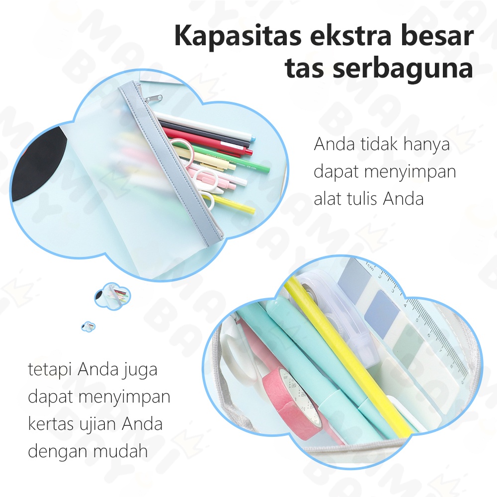 Mamibayi Tempat Kotak Pensil Edge Color Transparan Anak