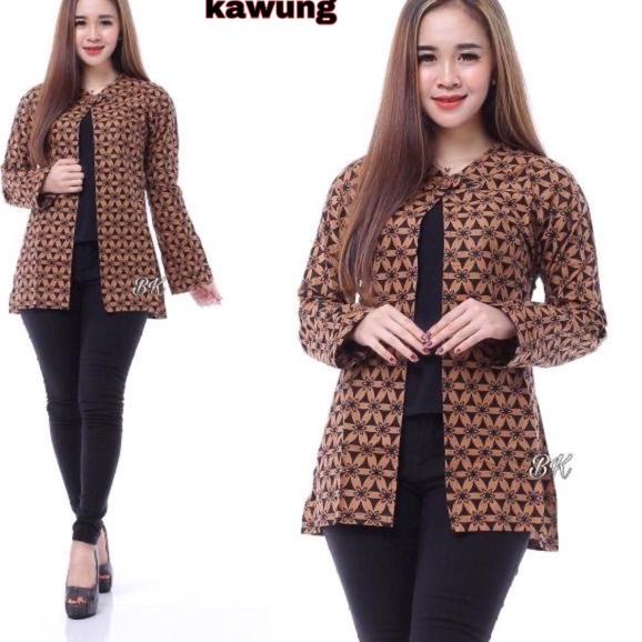 Langsung Order BOLERO BATIK LAWASAN COKLAT BLAZER KERJA BATIK MURAH ATASAN BATIK MURAH