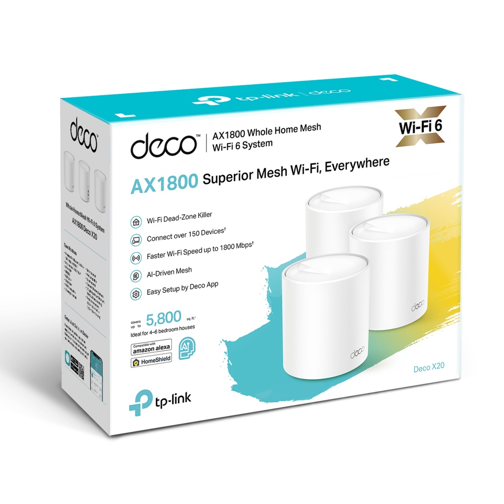 Tp-Link Deco X20 3 Pack AX1800 Whole Home Mesh System Wi-Fi 6
