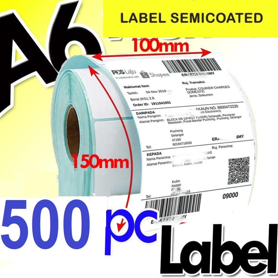 

BOZZBUY - SMARTCOM LABEL STICKER THERMAL BARE 100X150MM 10X15CM ISI 500 PCS SIZE A6 TERLARISS...,,,,,