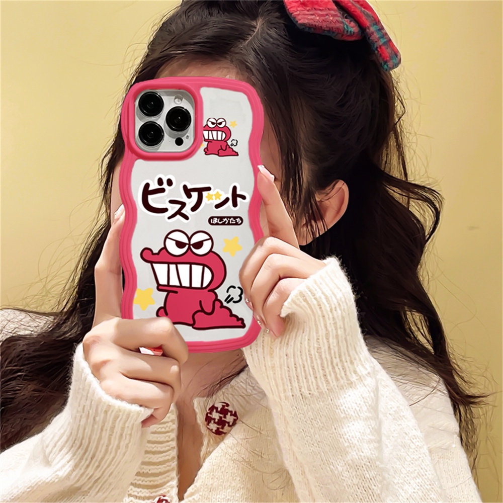 Kartun Couple Case Realme 10 C33 C30 C31 C35  C3 C2 Realme 8i 7i 5 5i 6i 7 Pro Pink Crocodile Wave Edge TPU Phone Case Cove