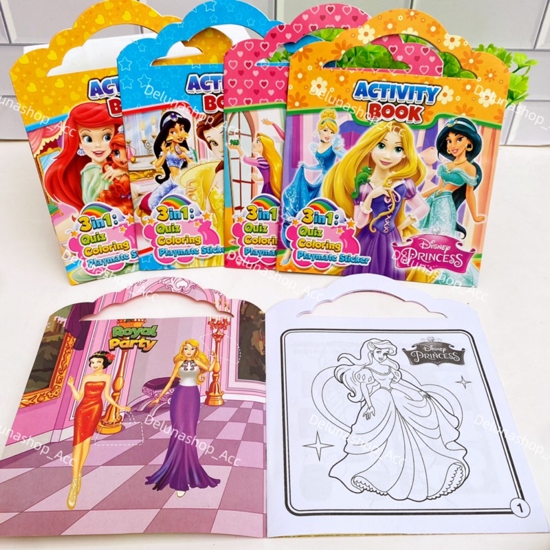 

Delunashop Buku mewarna Activity book motif tas 3in1 quis coloring playmate sticker buku mengambar bag bonus sticker