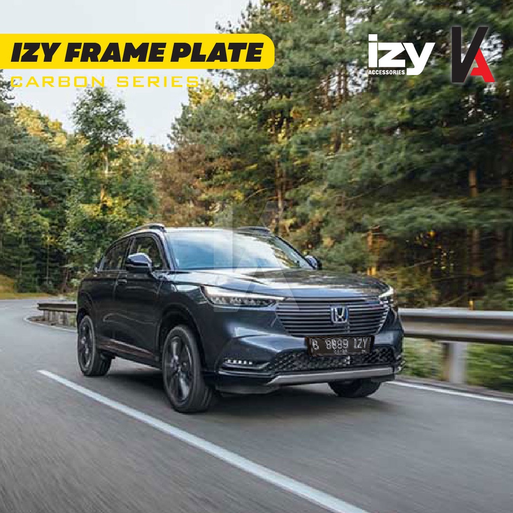 COVER / DUDUKAN / TATAKAN / TEMPAT PLAT NOMOR MOBIL AKRILIK IZY CARBON