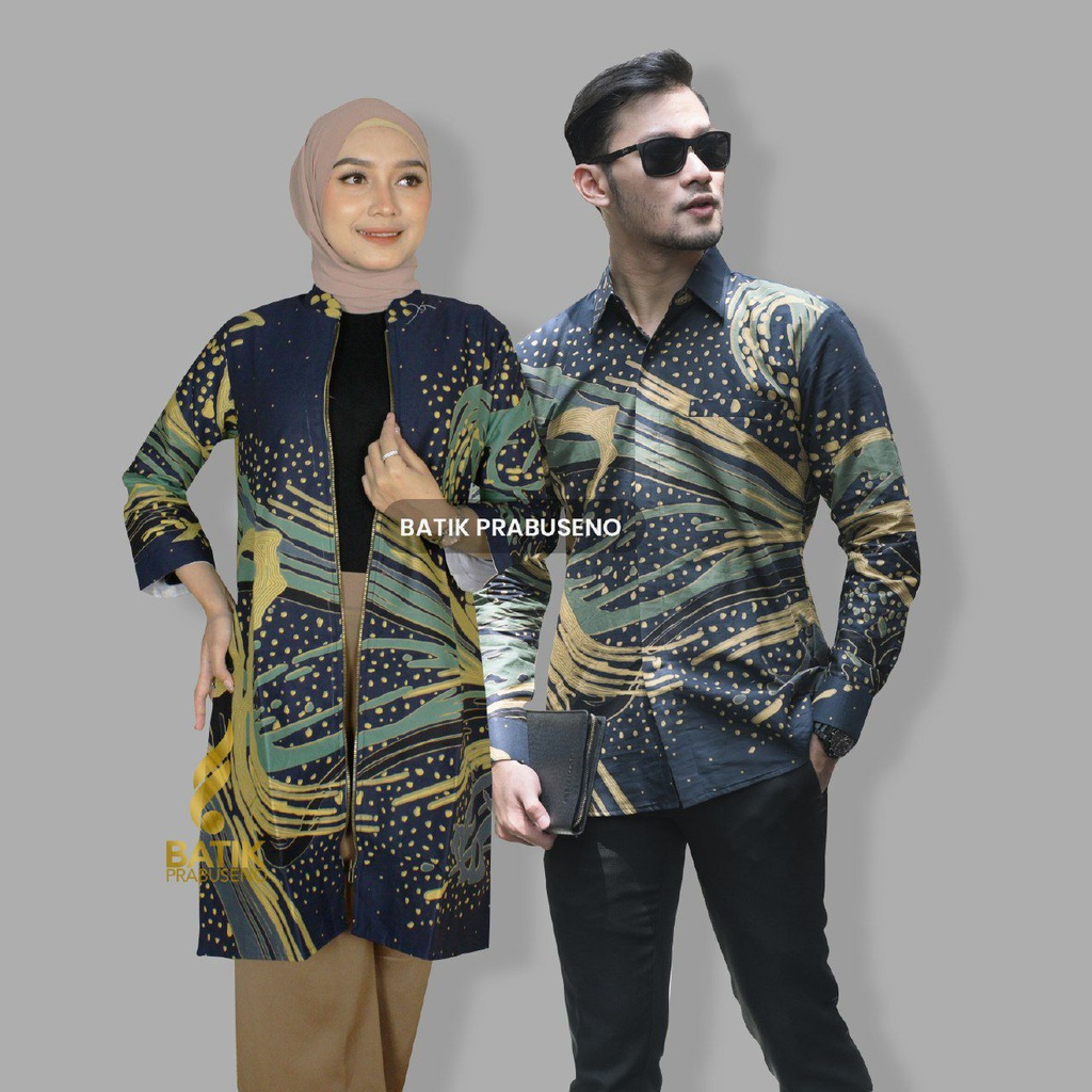 Batik Pria Wanita Motif PAMUNGKAS  Cauple  Printing Slimfit Lengan Panjang Original Kemeja Atasan El