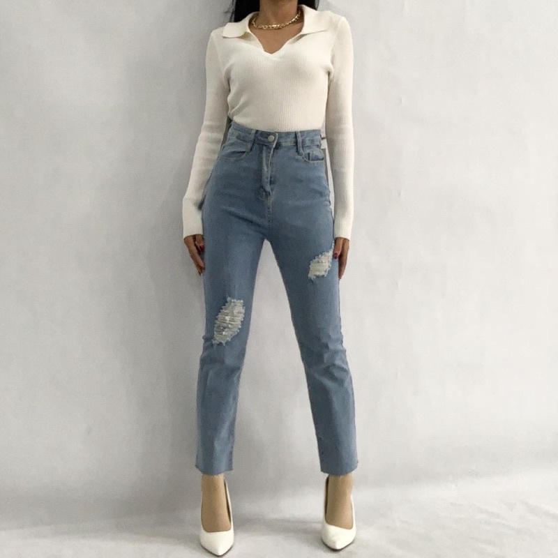 [LUXE.DLABEL]-E67 Jeans |Celana Jeans Highwaist Wanita Import Celana Panjang Jeans Highwaist Wanita Boyfriend Jeans Baggy Jeans Straight Jeans Wanita Murah Import Premium Korea