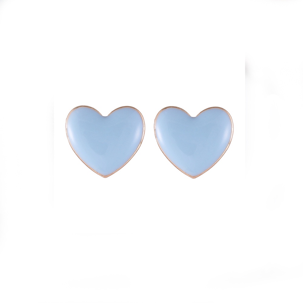 Anting Klip Hati Enamel Minimalis Non Tindik Perhiasan Biru Untuk Wanita Ear Cuff