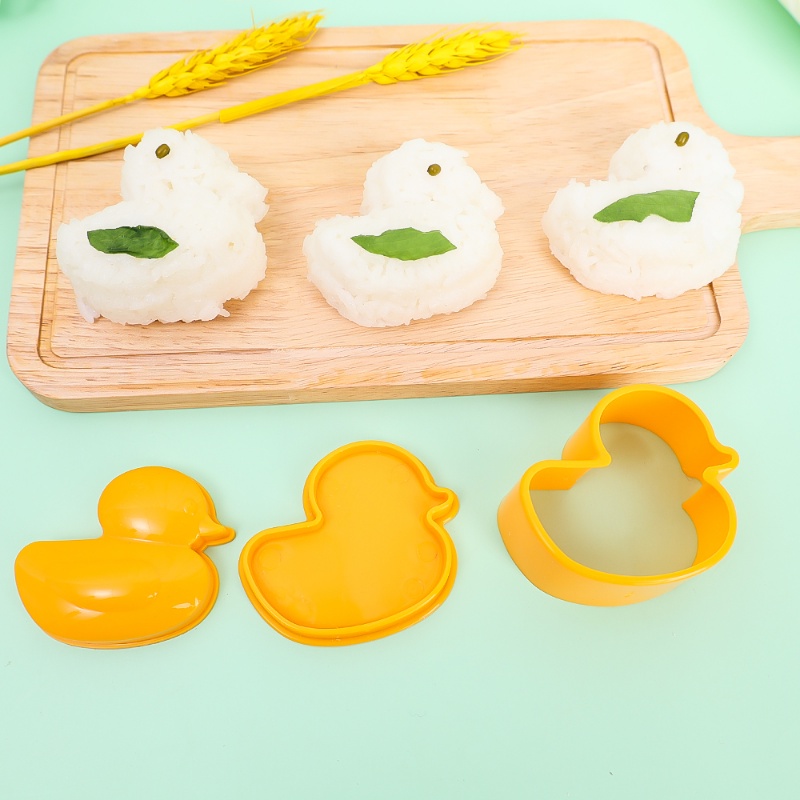 1pc Cetakan Nasi Bola Anak Bentuk Bebek Lucu/ DIY Rhubarb Duck Sushi Biscuit Mold/Aksesoris Masak Dapur