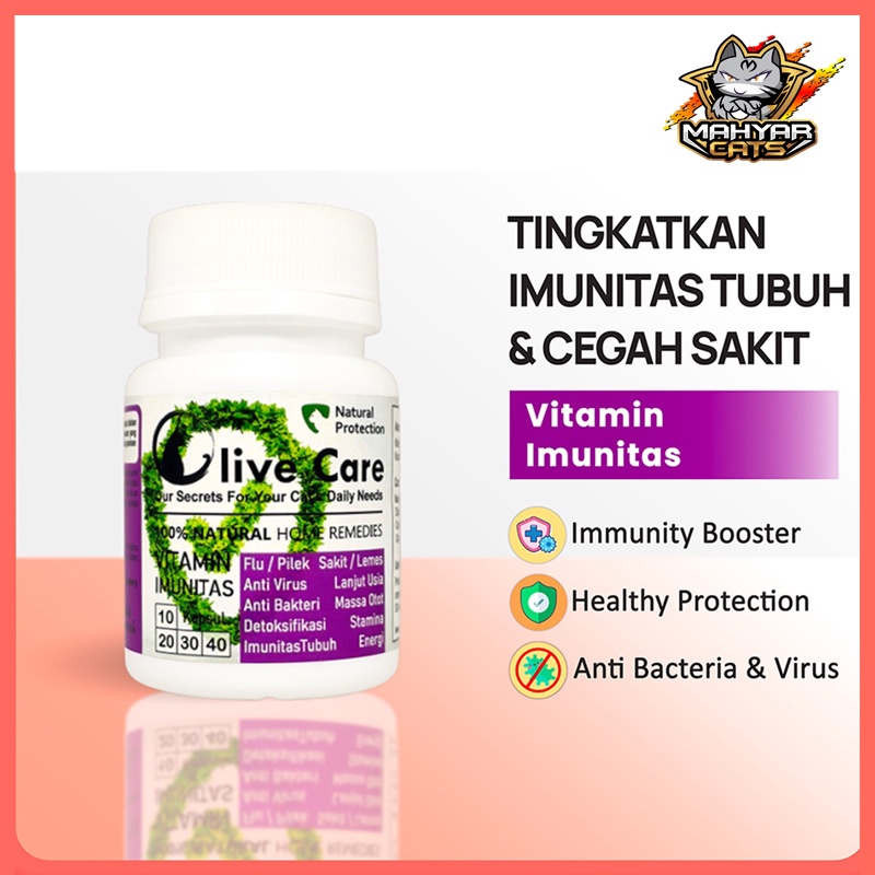 Olive Care Vitamin Kucing IMUNITAS untuk Daya Tahan Tubuh, Anti Sakit, Flu, Pilek, Mata Belekan, Demam, Lemes dan Lanjut Usia